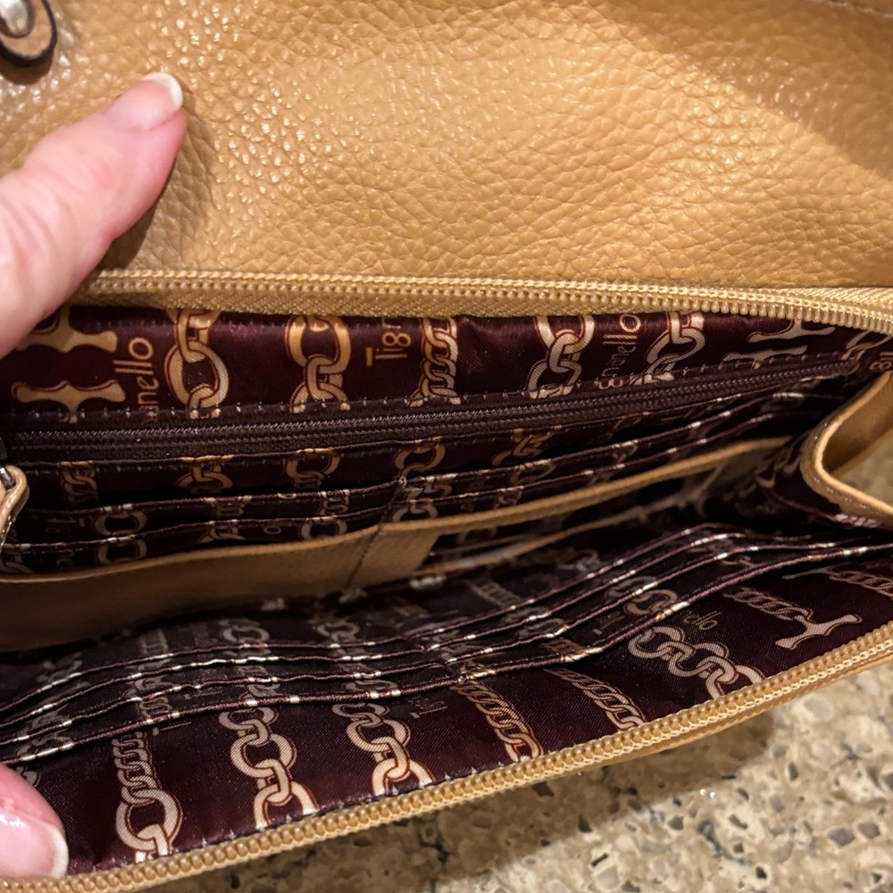 Tiganello Tan Leather Crossbody Bag with Built in Wallet and Multi- Organization - Picture 2 of 7